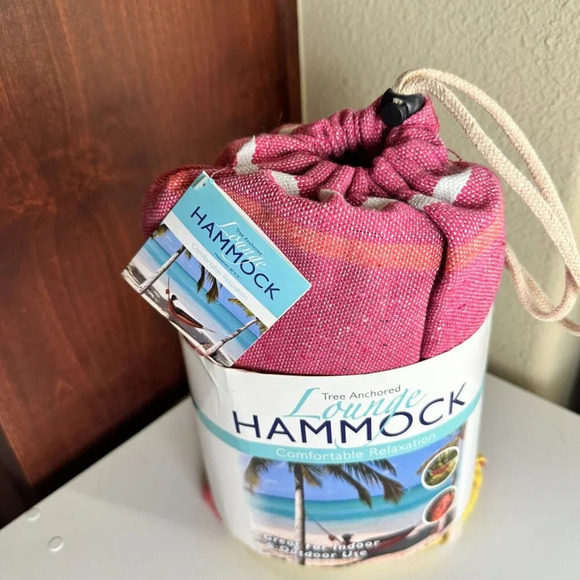 NWT Tree Anchored Lounge Hammock Canvas Stripe with Matching Bag - Picture 4 of 9